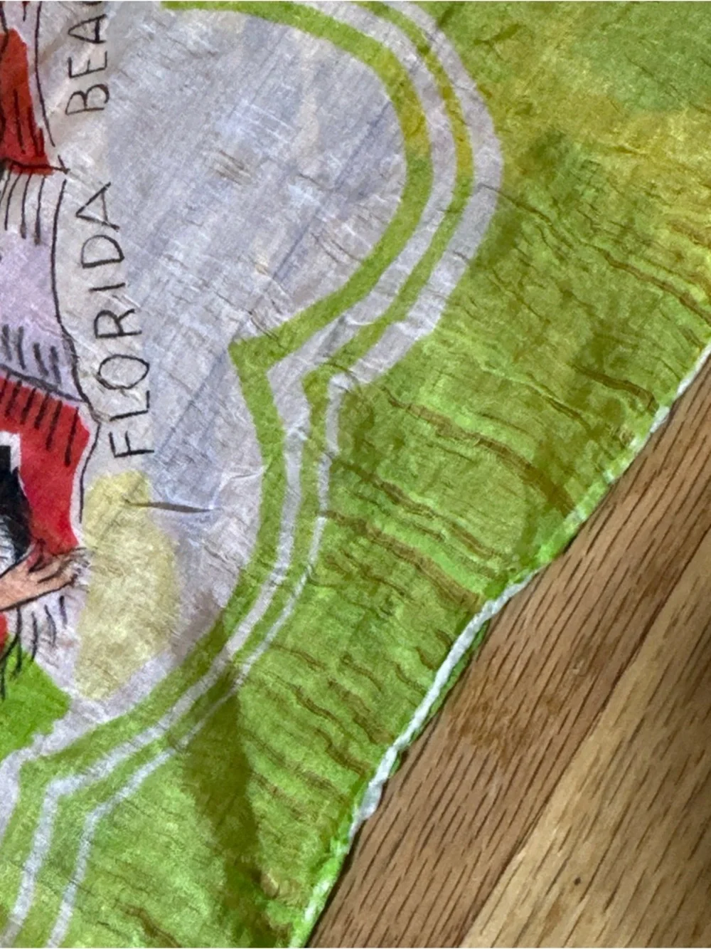 VINTAGE 50'S SILK FLORIDA MAP SCARF